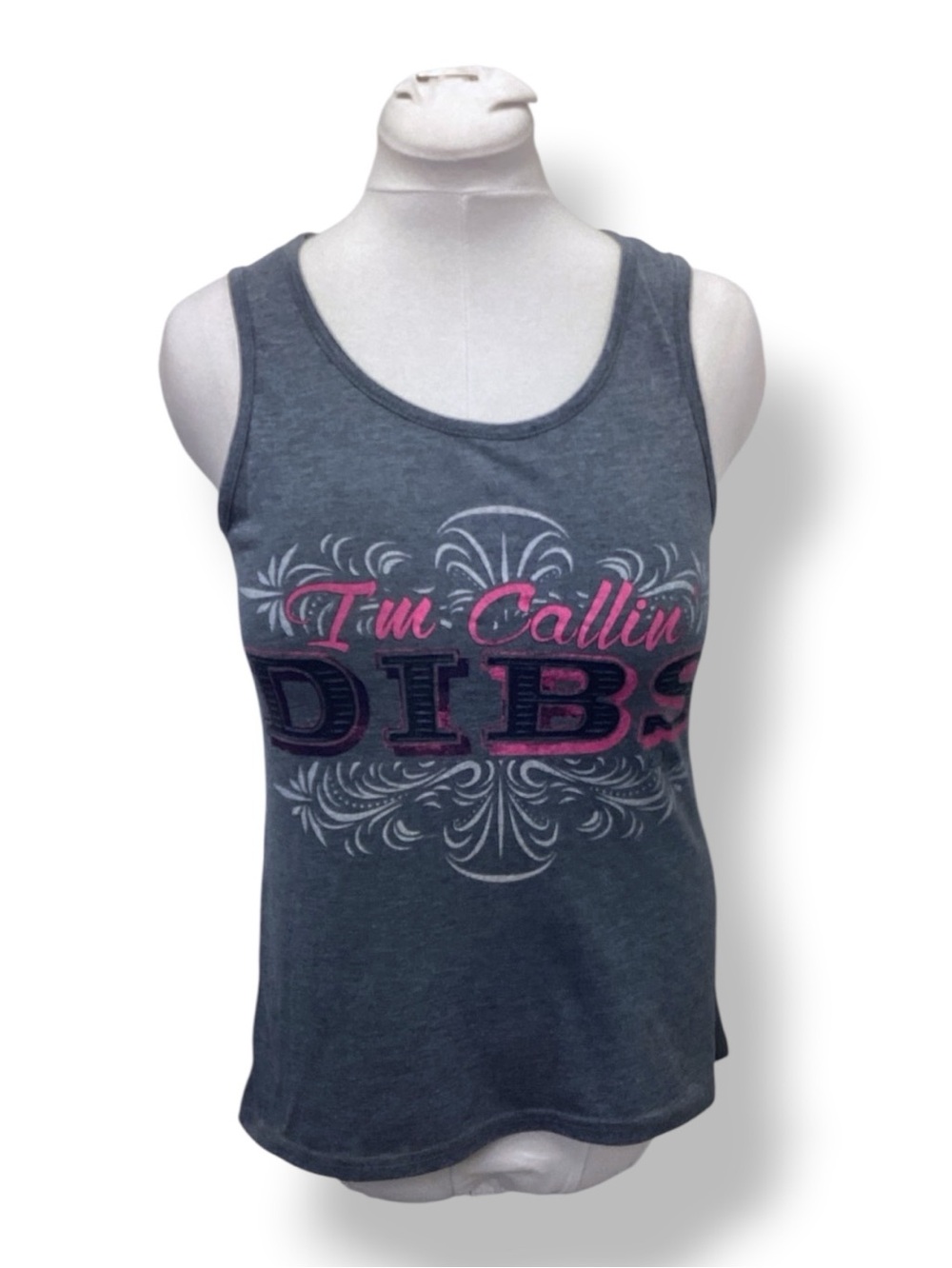Daisy Rae Women’s Graphic “I’m Callin’ DIBS” Tank Top Country Cowgirl Blue S